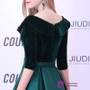 In Stock:Ship in 48 hours Green Satin Short Sleeve Prom Dress
