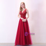 In Stock:Ship in 48 hours Red Deep V-neck Backless Prom Dress