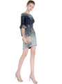 In Stock:Ship in 48 hours Blue Short Sleeve Sequins Prom Dress