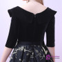 In Stock:Ship in 48 hours Print Black Short Sleeve Prom Dress