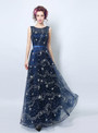 In Stock:Ship in 48 hours Blue Tulle Bling Bling Floor Length Prom Dress