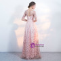 In Stock:Ship in 48 hours Pink Short Sleeve Sequins Prom Dress