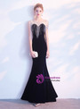 In Stock:Ship in 48 hours Mermaid Blue Velvet Beading Prom Dress
