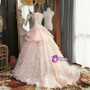 Haute Couture Pink Ball Gown Tulle Appliques Wedding Dress