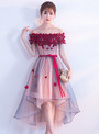 In Stock:Ship in 48 hours Pink Off The Shoulder Tulle Hi Lo Dress