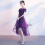 In Stock:Ship in 48 hours Purple Off The Shoulder Tulle Hi Lo Dress
