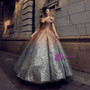 Ball Gown Gold Silver Sequins Off The Shoulder Prom Dress