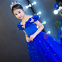 In Stock:Ship in 48 hours Blue Off The Shoulder Tulle Girl Dress