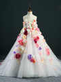 Fashion Ball Gown White Tulle Sweetheart Neck Flower Girl Dress