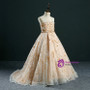 Ball Gown Strapless Gold Tulle Beading Flower Girl Dress