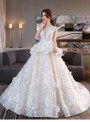 In Stock:Ship in 48 hours Ball Gown Backless Appliques Wedding Dress