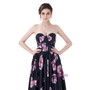 In Stock:Ship in 48 hours Black Print Sweetheart Satin Prom Dress