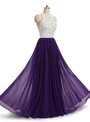 In Stock:Ship in 48 hours Halter Purple Beading Chiffon Prom Dress