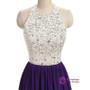 In Stock:Ship in 48 hours Halter Purple Beading Chiffon Prom Dress