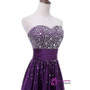 In Stock:Ship in 48 hours Purple Satin Beading Sweetheart Prom Dress
