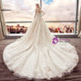 White Ball Gown Long Sleeve Lace Backless Wedding Dress