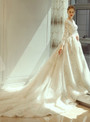 In Stock:Ship in 48 hours Long Sleeve Backless Appliques Wedding Dress