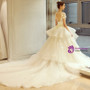 In Stock:Ship in 48 hours Cap Sleeve Ruffle Backless Wedding Dress