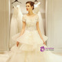 In Stock:Ship in 48 hours Cap Sleeve Ruffle Backless Wedding Dress