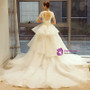 In Stock:Ship in 48 hours Cap Sleeve Ruffle Backless Wedding Dress