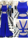 Two Piece Royal Blue Mermaid Chiffon Long Evening Dress