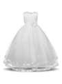 In Stock:Ship in 48 hours White Tulle Floor Length Flower Girl Dress