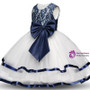 In Stock:Ship in 48 hours Blue Lace White Tulle Flower Girl Dress