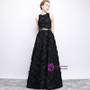 In Stock:Ship in 48 hours Black Sleeveless Lace Prom Dress