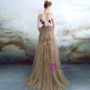 In Stock:Ship in 48 hours Sexy Champagne Tulle Print Prom Dress