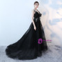 In Stock:Ship in 48 hours Black Deep V-neck Backless Prom Dress