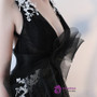 In Stock:Ship in 48 hours Black Deep V-neck Backless Prom Dress