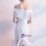 In Stock:Ship in 48 hours White Lace Mermaid Off Th Shoulder Homecoming Dress