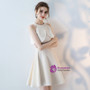 In Stock:Ship in 48 hours White Halter Satin Homecoming Dress