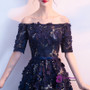 In Stock:Ship in 48 hours Blue Off The Shoulder Short Sleeve Prom Dress