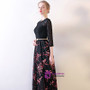 In Stock:Ship in 48 hours Black Lace Long Sleeve Print Prom Dress