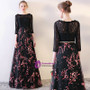 In Stock:Ship in 48 hours Black Lace Long Sleeve Print Prom Dress