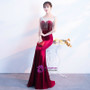 In Stock:Ship in 48 hours Burgundy Velvet Mermaid Prom Dress