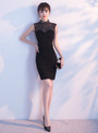 In Stock:Ship in 48 hours Mermaid Black High Neck Short Prom Dress