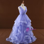Purple Tulle High Waist V-neck Backless Wedding Dress