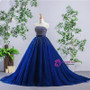 Luxury Blue Tulle Beading Strapless Bling Bling Wedding Dress