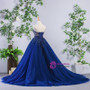 Luxury Blue Tulle Beading Strapless Bling Bling Wedding Dress