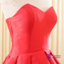 Simple Red Hi Lo Satin Sweetheart Backless Wedding Dress