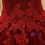 Burgundy Ball Gown Tulle Sweetheart Appliques Wedding Dress