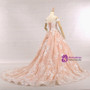 Fashion Pink Off The Shoulder Appliques Tulle Wedding Dress
