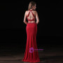 Red Mermaid Chiffon Halter Backless With Beading Prom Dress