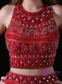 Red Mermaid Chiffon Halter Backless With Beading Prom Dress
