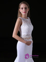 White Mermaid Two Piece White Satin Lace Prom Dress