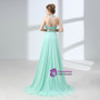 Green Halter Two Piece Backless Chiffon Floor Length Prom Dress
