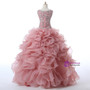 Organza Ruffled Pink Sleeveless Rhinestones Crystals Sequins Sweet 16 Dresses