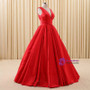 Simple A-line Red V-neck Satin Backless Quinceanera Dresses
